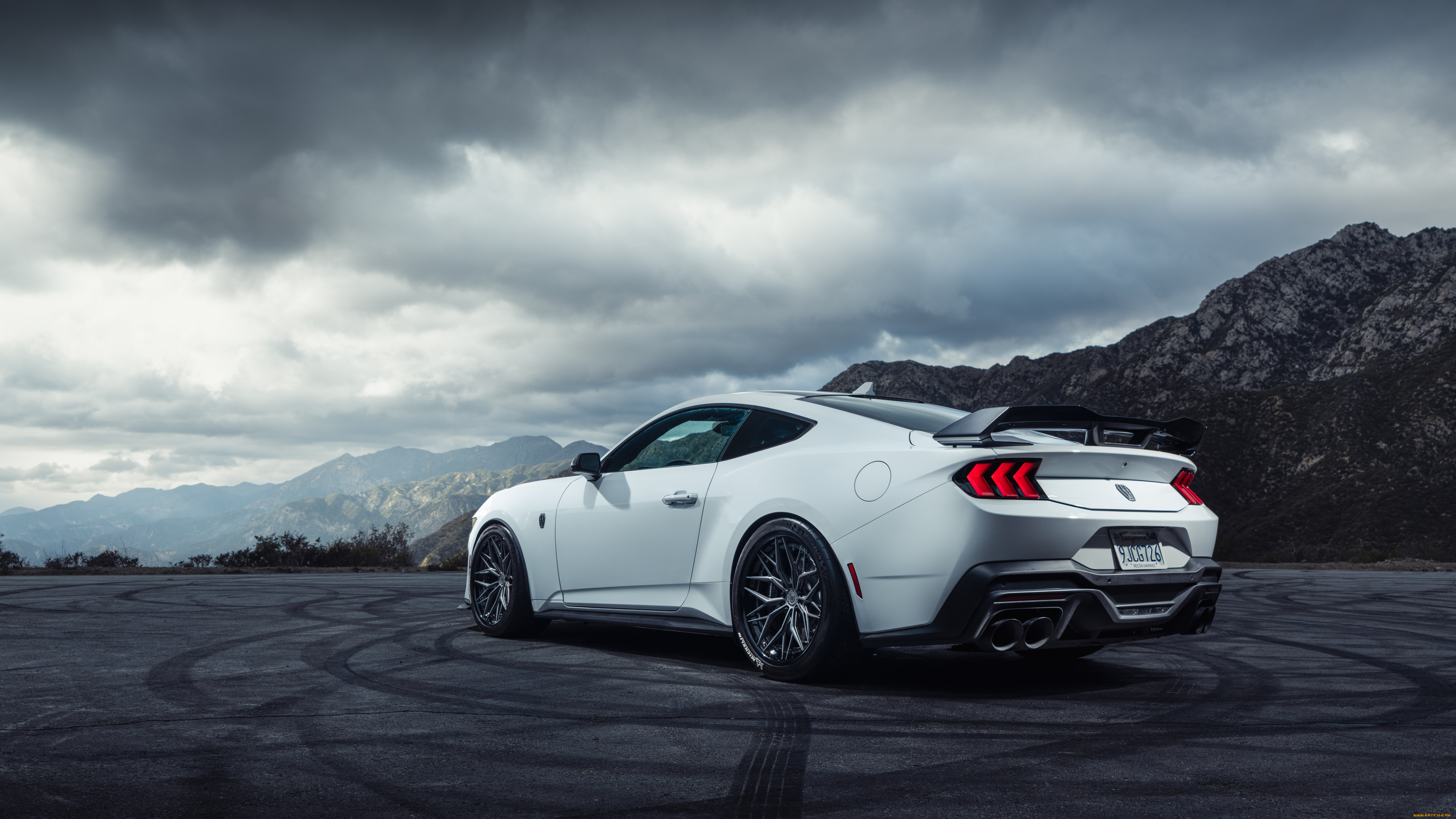 ford mustang, , mustang, ford, clouds, mountain, white, muscle, car, rear